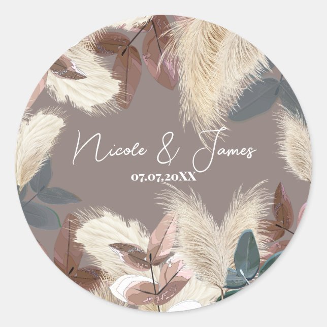 Adesivo Pampas Grass & Leaves Terthy Bohemian Casamento (Frente)