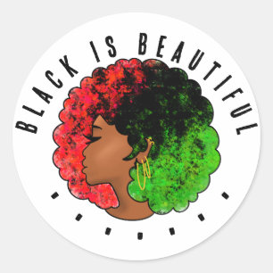 Adesivo Pan-africana menina mulher negra verde vermelho or