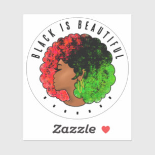 Adesivo Pan-africana menina mulher negra verde vermelho or