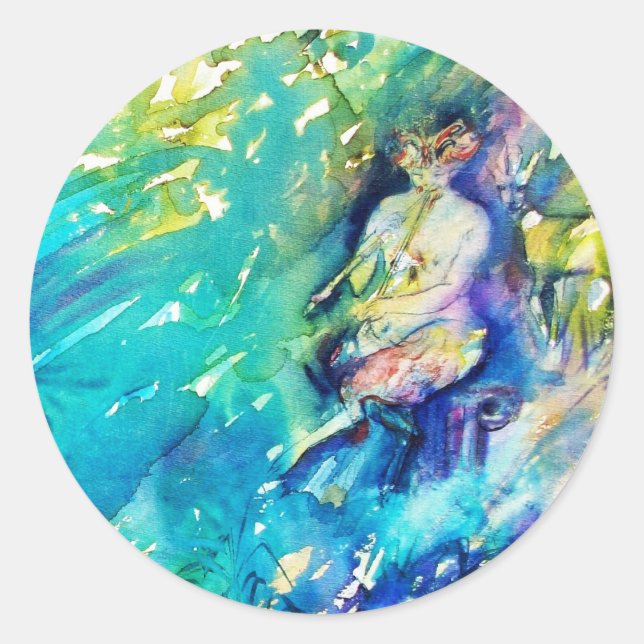 ADESIVO PAN BRINCANDO FLUTA E CERVEJA EM TERRA VERDE (Frente)