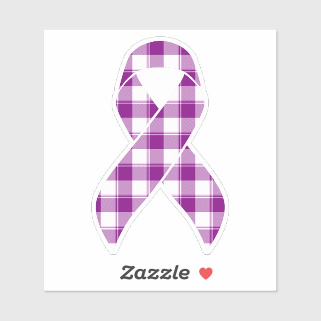 Adesivo Pancreatic Cancer Awareness Plaid Ribbon Purple (Folha)