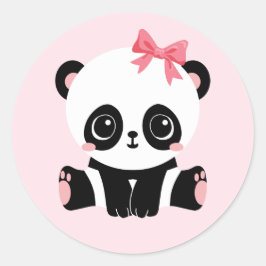 Adesivo Panda Adorável De Bebê Com Vinhetas Rosa (6 Vinhet