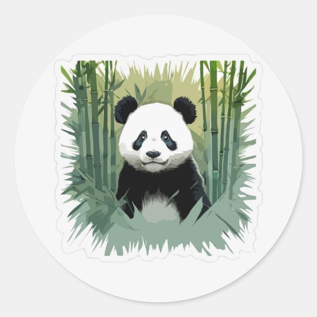 Adesivo Panda Bear Bamboo em Floresta (Frente)