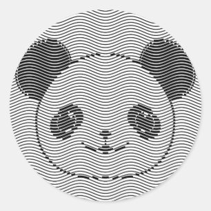 Adesivo Panda Bear Face On Wave Patterno