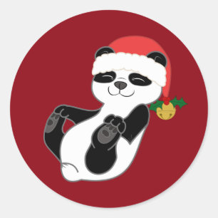 Adesivo Panda Bear Natal com Santa Hat e Jingle Bell
