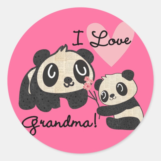 Adesivo Panda Bears I Love Grandma (Frente)