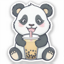 Panda bonita com Boba Tea Sticker - Kawaii