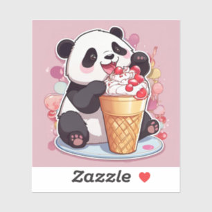 Adesivo Panda bonita comendo um sorvete
