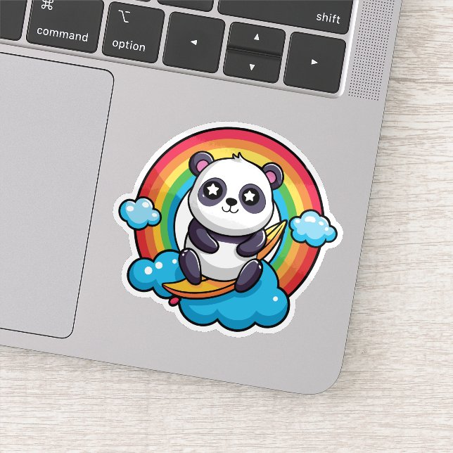 Adesivo Panda Bonita Num Pau Arco-Íris (Detalhe)