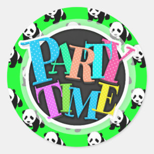 Adesivo Panda bonito; Verde, preto & branco de néon
