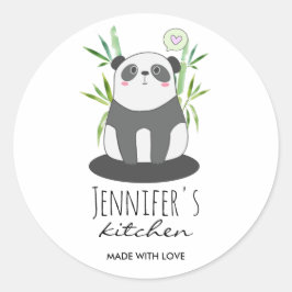 Adesivo Panda branca e branca em preto na cozinha de bambu