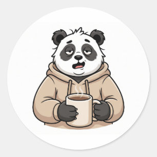 Adesivo Panda Café Cartoon Muito Cansado para Funcionar