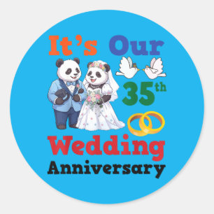 Adesivo Panda Casais Juntos no 35º Aniversário de Casament
