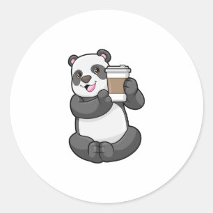 Adesivo Panda com café para ir