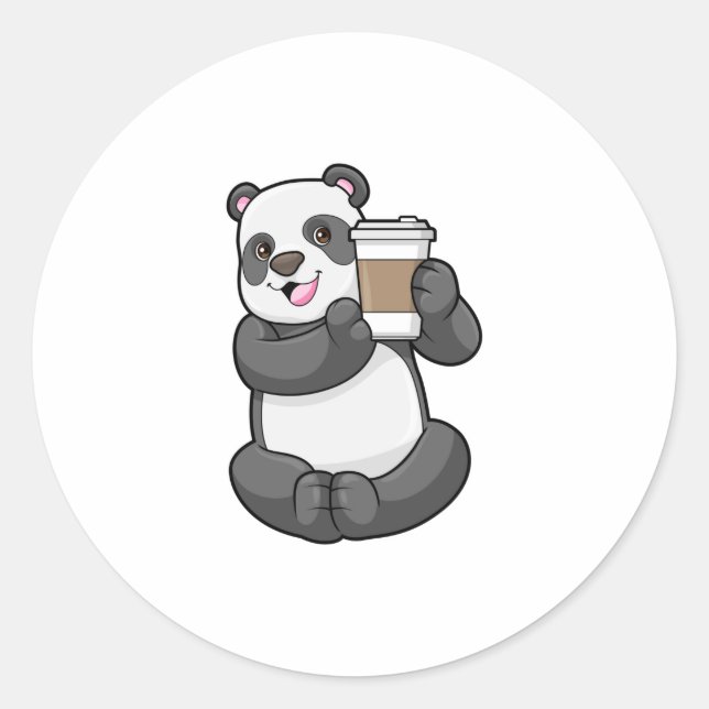 Adesivo Panda com café para ir (Frente)