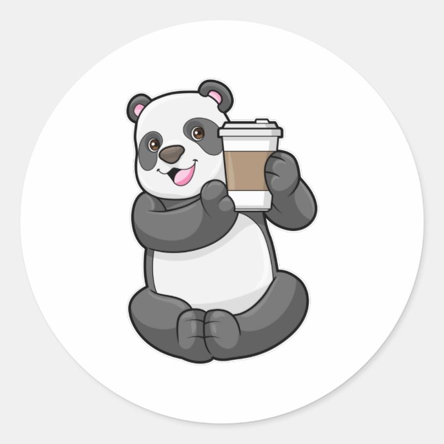 Adesivo Panda com café para ir (Frente)