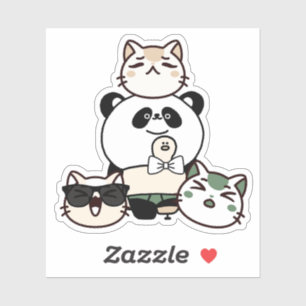 Adesivo Panda com Perna Protética e Esquadrão de Gatos