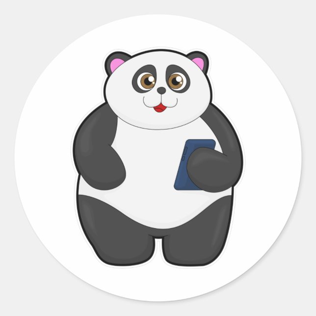 Adesivo Panda com telefone celular (Frente)