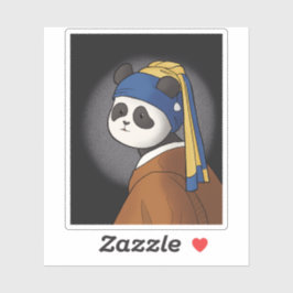 Adesivo Panda com uma pérola a ouvir Vermeer Engraçado