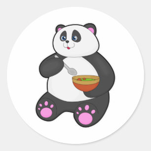 Adesivo Panda comendo com Spoon e Bowl