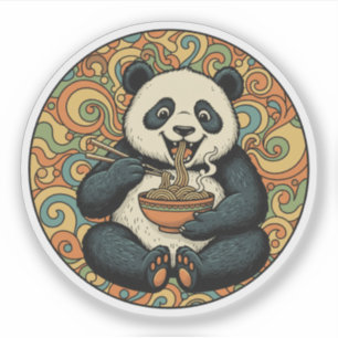 Adesivo Panda Comendo Macarrão - Arte Groovy de Comida Asi