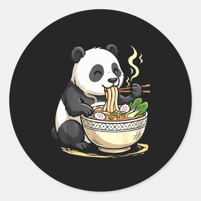 Adesivo Panda Comendo Macarrão Ramen Engraçado  (Frente)