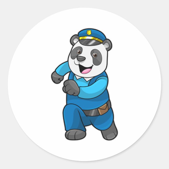 Adesivo Panda como agente da polícia com chapéu da polícia (Frente)