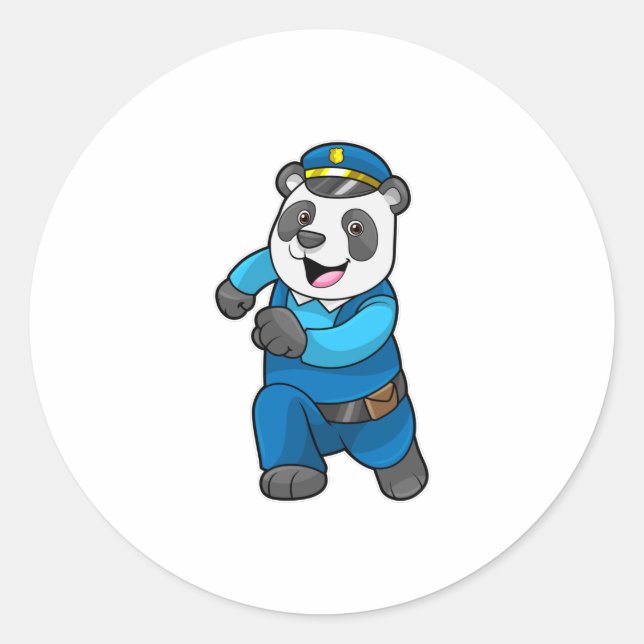 Adesivo Panda como agente da polícia com chapéu da polícia (Frente)