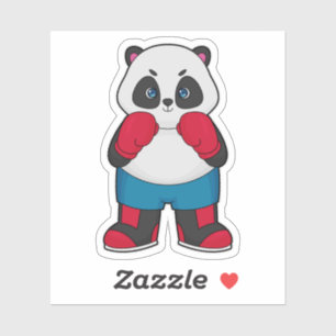 Adesivo Panda como Boxer com luvas "in a box"