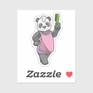 Adesivo Panda como cabeleireiro com Comb