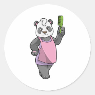 Adesivo Panda como cabeleireiro com Comb