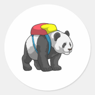 Adesivo Panda como Hiker com mochila
