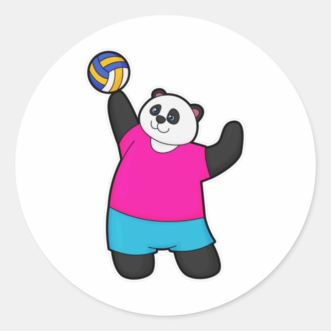 Adesivo Panda como jogador de voleibol (Frente)