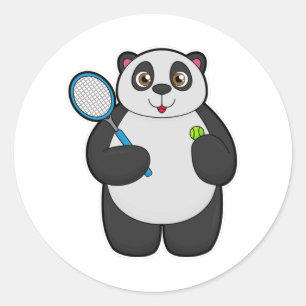 Adesivo Panda como jogador Tênis com raquete Tênis