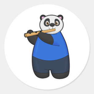 Adesivo Panda como Músico com Flute