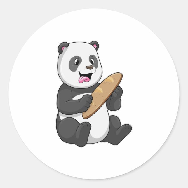 Adesivo Panda como padeiro com pão (Frente)