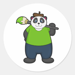 Adesivo Panda como Pintor com Pincel
