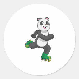 Adesivo Panda como skater em linha com skates Roller