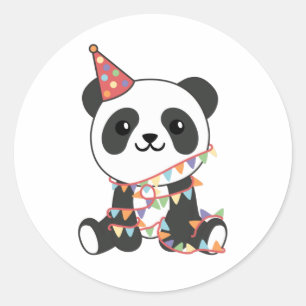 Adesivo Panda De Aniversário Para Crianças Uma Ronda Cláss
