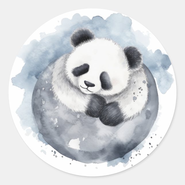 Adesivo Panda de Cores Aquáticas com Sono (Frente)