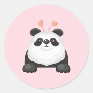 Adesivo Panda de desenho animado fofo com corações