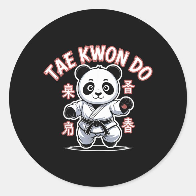 Adesivo Panda de Taekwondo engraçado Tkd coreano (Frente)