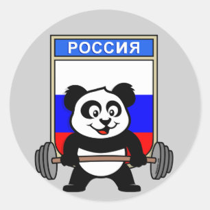 Adesivo Panda do halterofilismo de Rússia