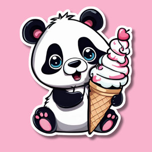 Adesivo Panda doce com Sorvete à prova d'água