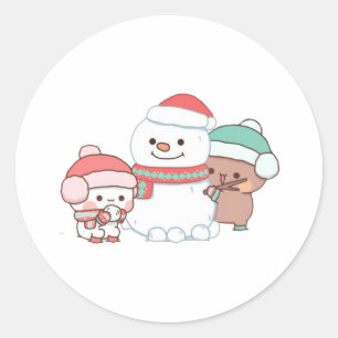Adesivo Panda E Casal Do Urso Brownie, Feliz Natal