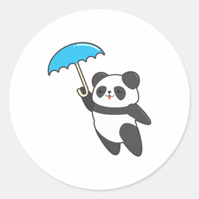 Adesivo Panda em Chuva com Guarda-chuvas (Frente)