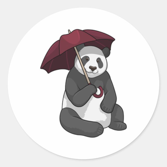 Adesivo Panda em Chuva com Guarda-chuvas (Frente)