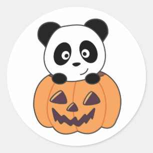 Adesivo Panda Em Pumpkin, Doce Pandas Feliz Dia das Bruxas