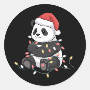 Adesivo Panda Engraçado Amante de Luzes de Natal Animal