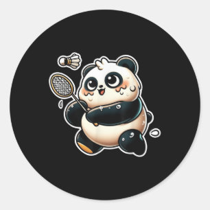 Adesivo Panda Engraçado Jogando Badminton Exercício Esport